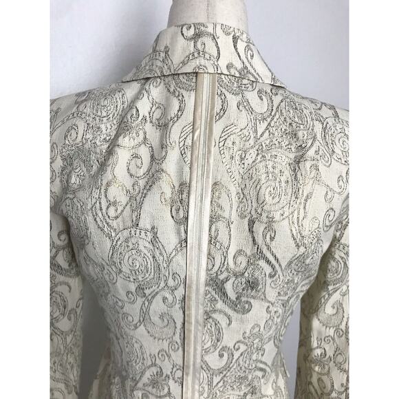 Bebe Jacket Blazer Single Breast Print Metallic Lined - Picture 8 of 11